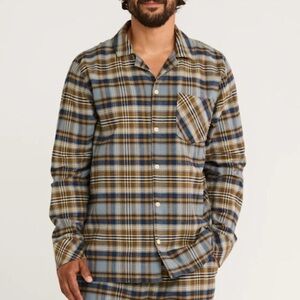 Pendleton Pajama Top Blue Brown Plaid Flannel Men’s XL 100% Cotton Button Front
